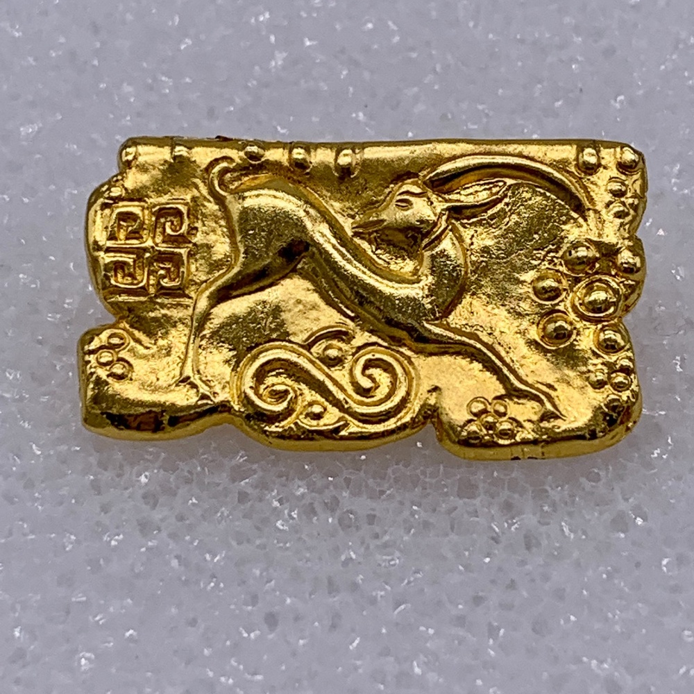 Ancient Relic Styled Gold Plated Pin Gazelle